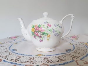 Queen Anne Old Country Sprays vintage china teapot

