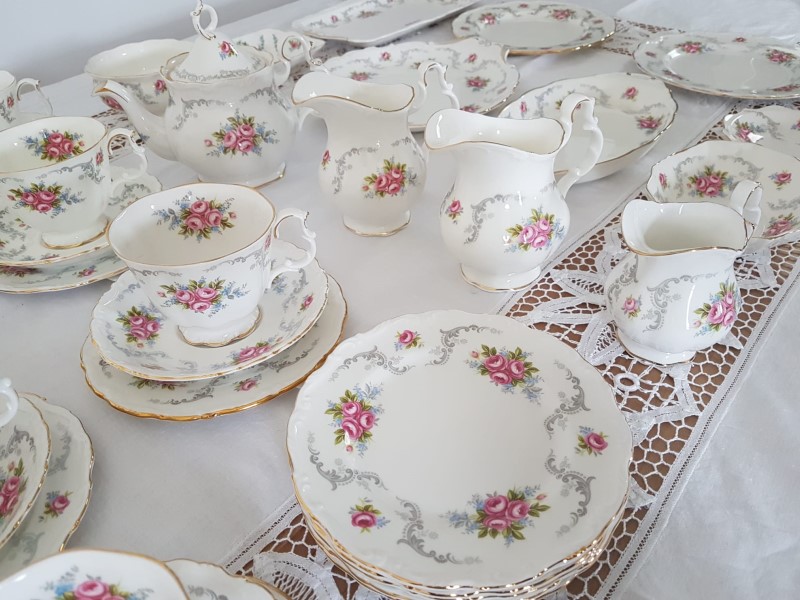 Royal Albert tranquility tea set to hire in Auckland