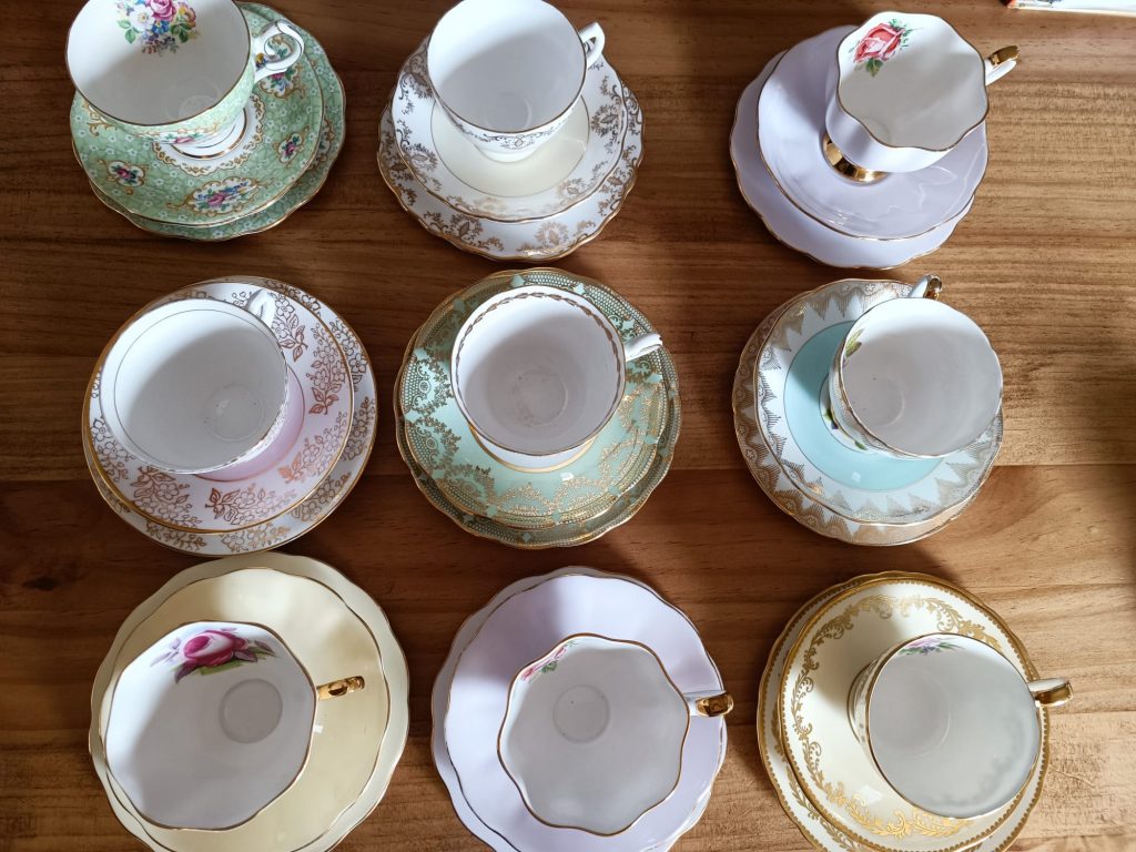 pastel china teacup trios to hire