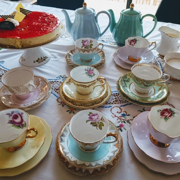 Pastel coloured vintage china for hire