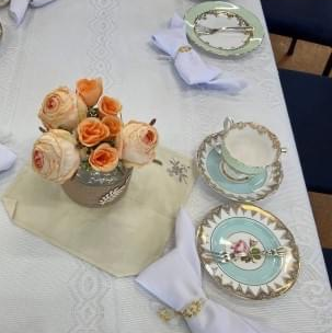 roses and vintage china for a high teaparty